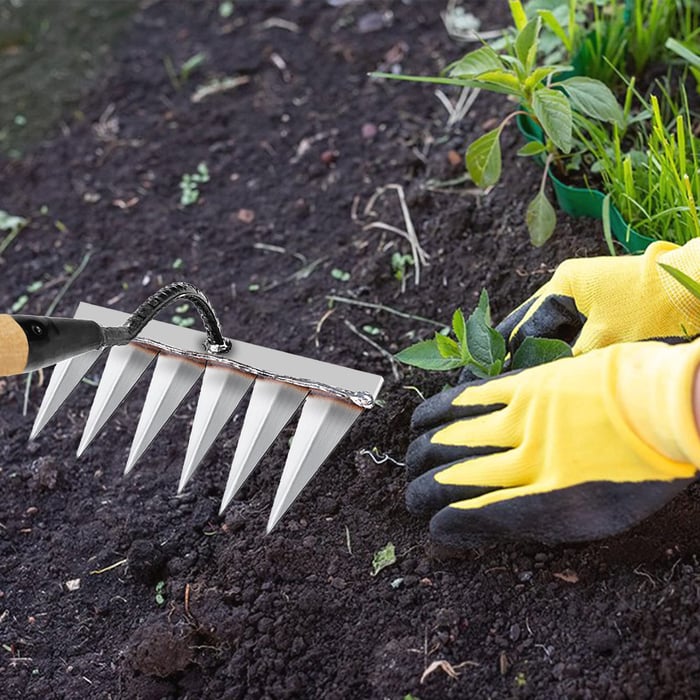 Multi-Purpose Carbon Steel Garden Rake with handle