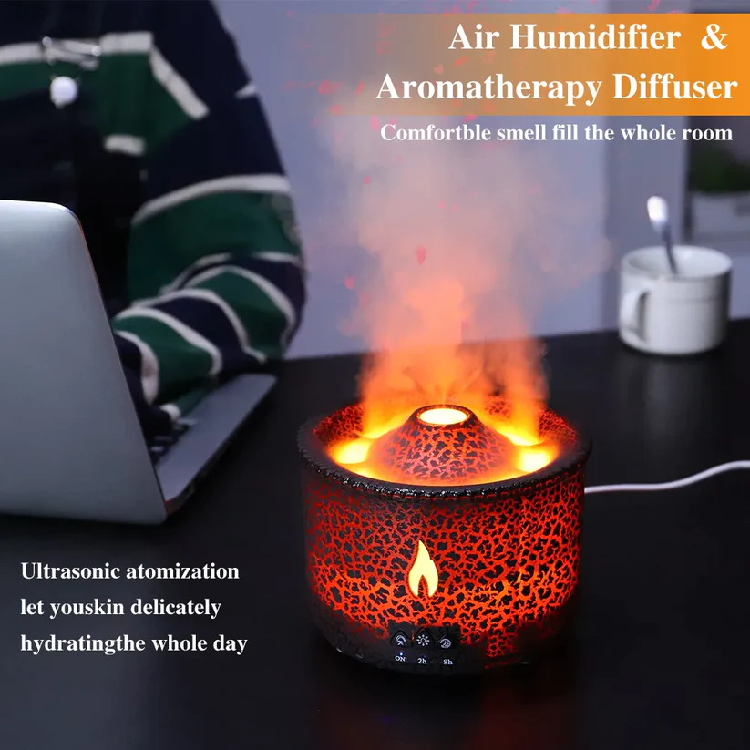 Volcanic Flame Humidifier with Remote