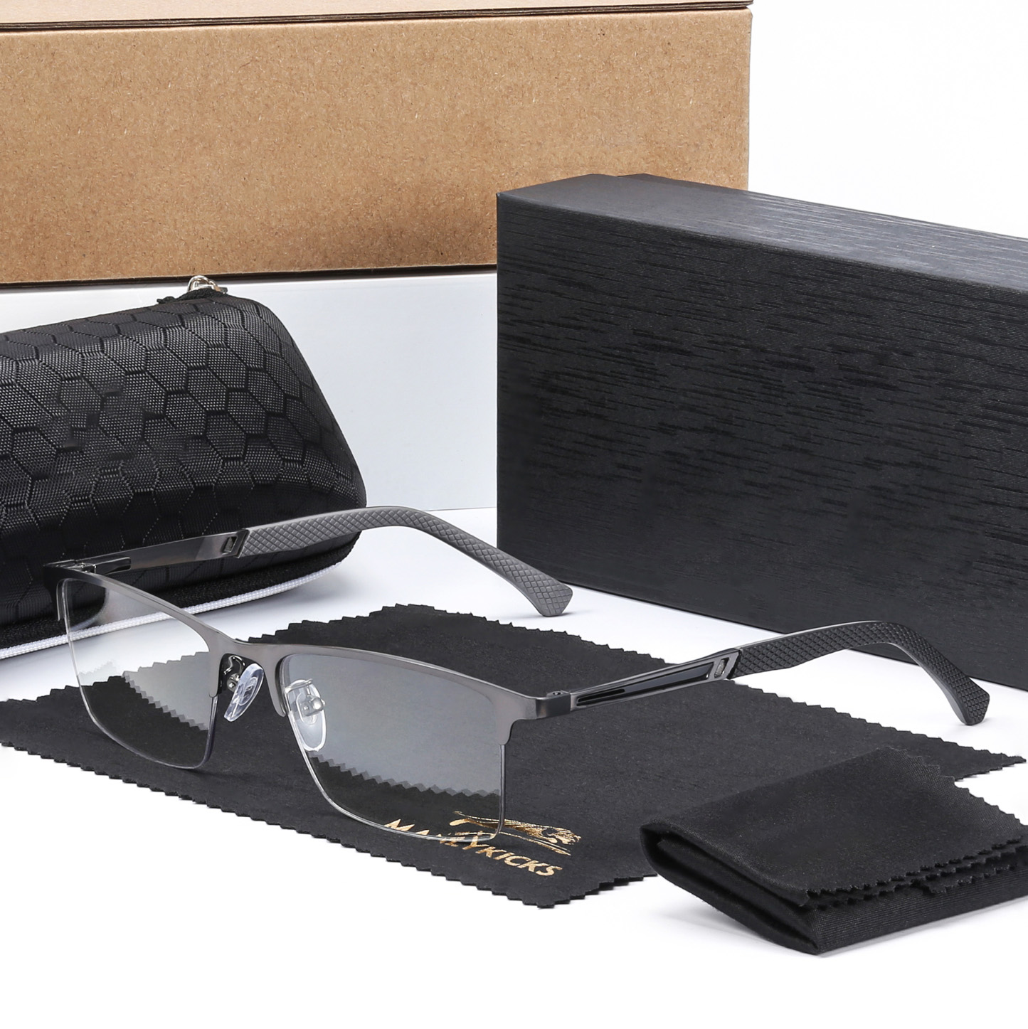 MEN'S RETRO HALF-FRAME ANTI-BLUE LIGHT READING GLASSES