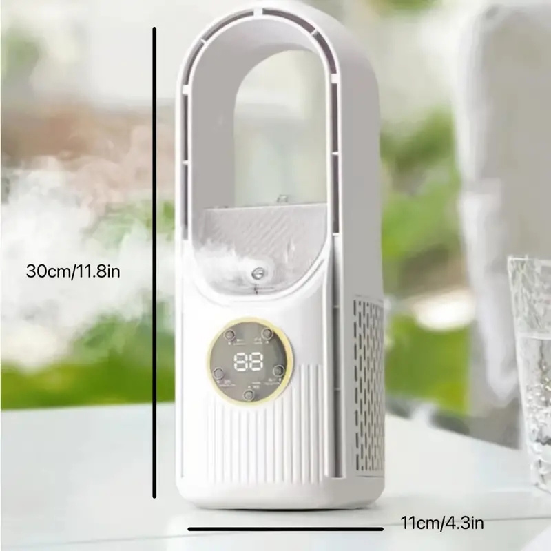 Portable USB Air Cooler Leafless Electric Fan 6 Speed Silent Timer Air Conditioner Cooling Fan Humidifier Conditioning Fan