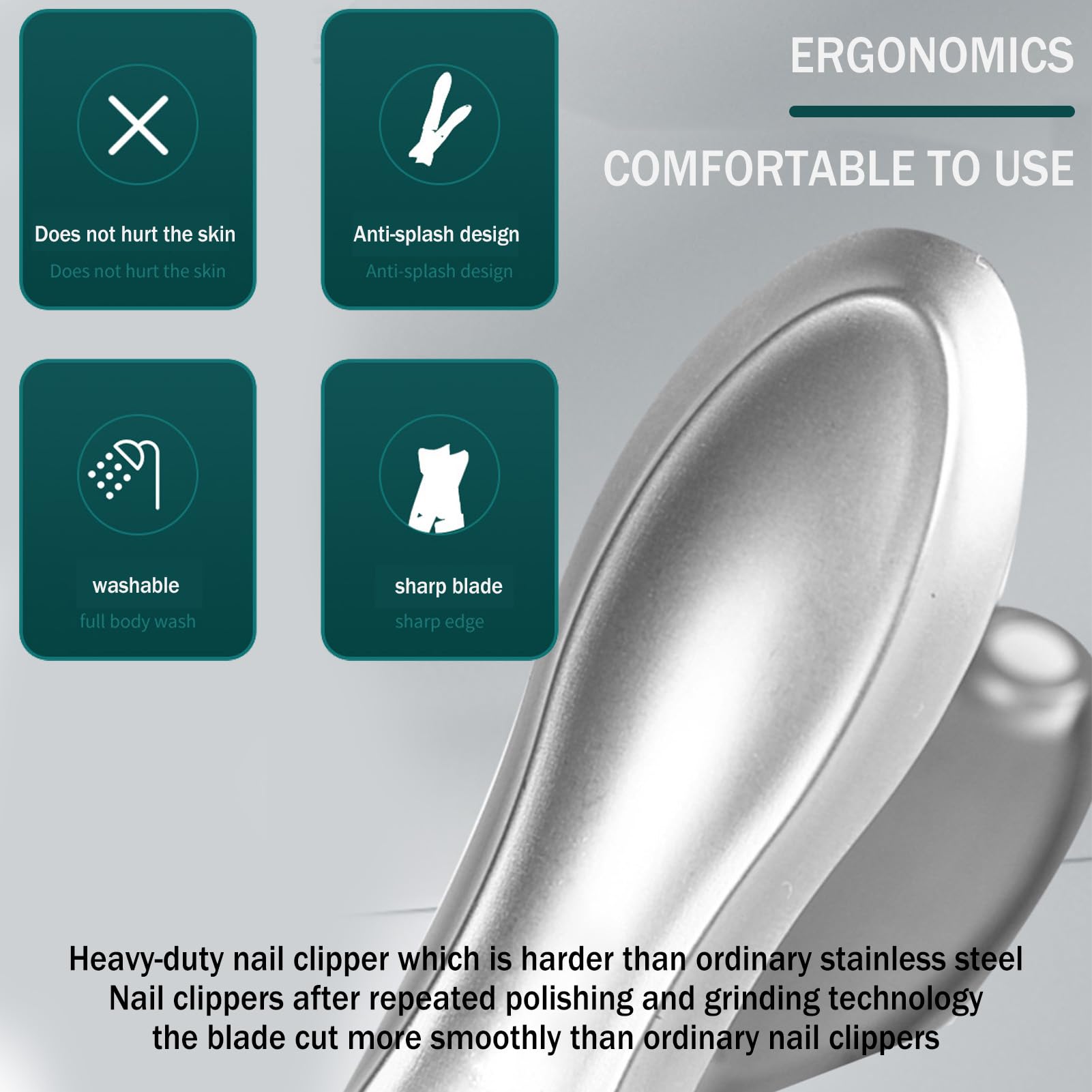 Splash-Proof Large Opening Nail Clippers for Hard/Thick Toenail