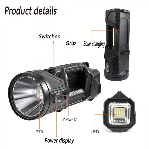 🔥1000000 lumens Waterproof Spot Lights Handheld Large searchlight for Power Outages Hurricane
