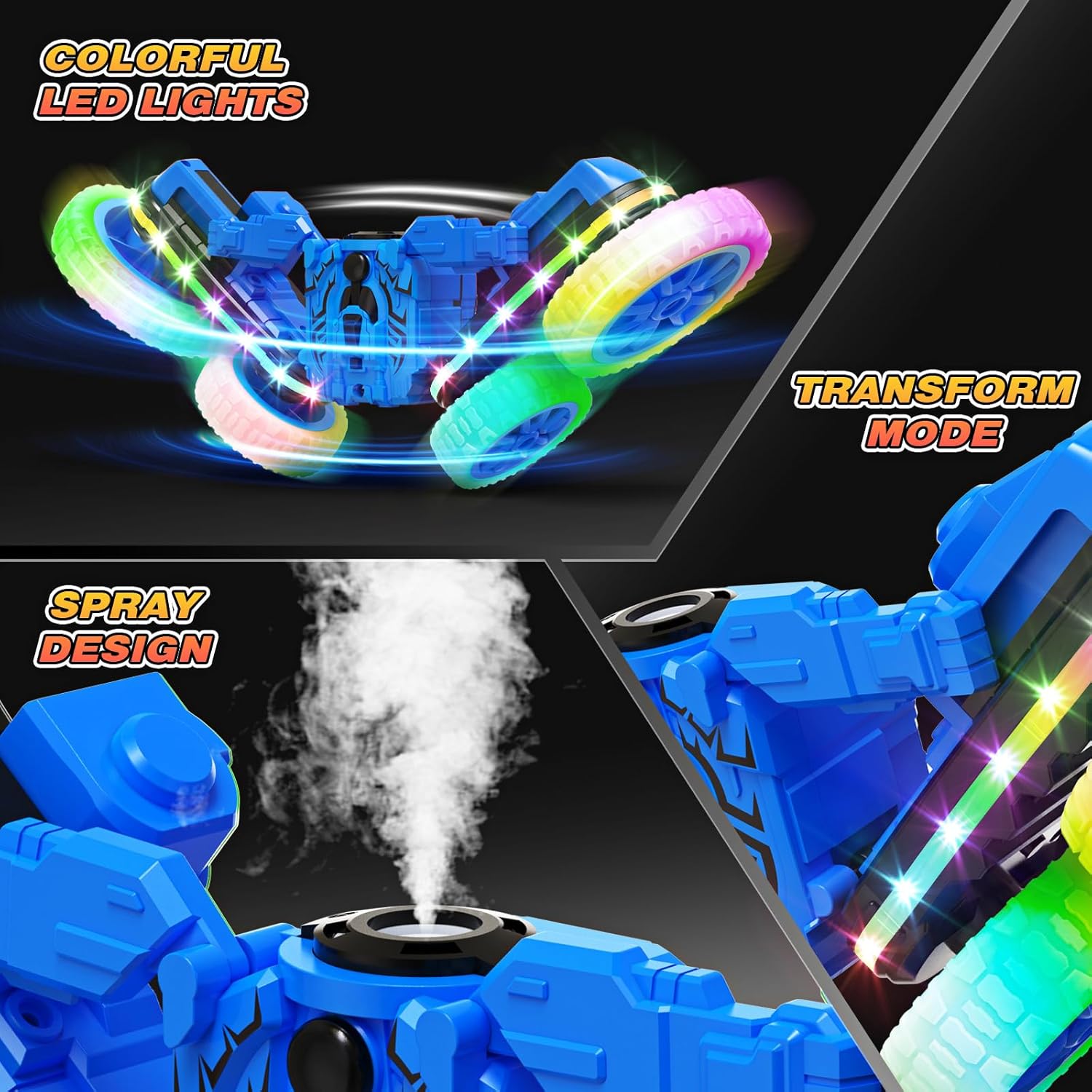 2.4Ghz 360°Rotating 4WD Spray RC Stunt Car