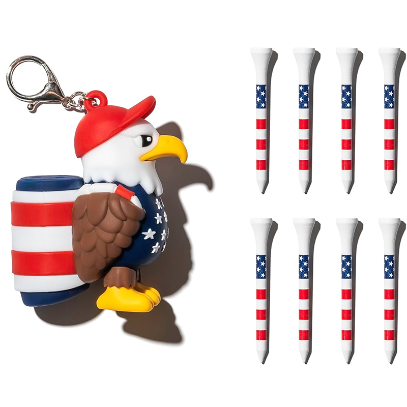 Eagle Caddy Golf Tee Holder with 8 USA Tees