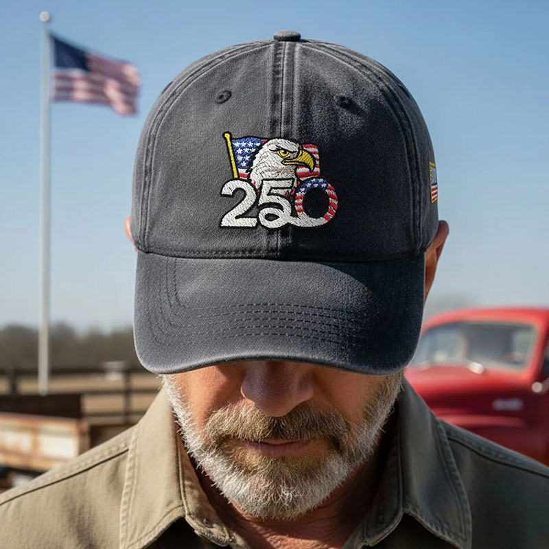 ✨✨250th Anniversary Washed Cap with Embroidered American Flag
