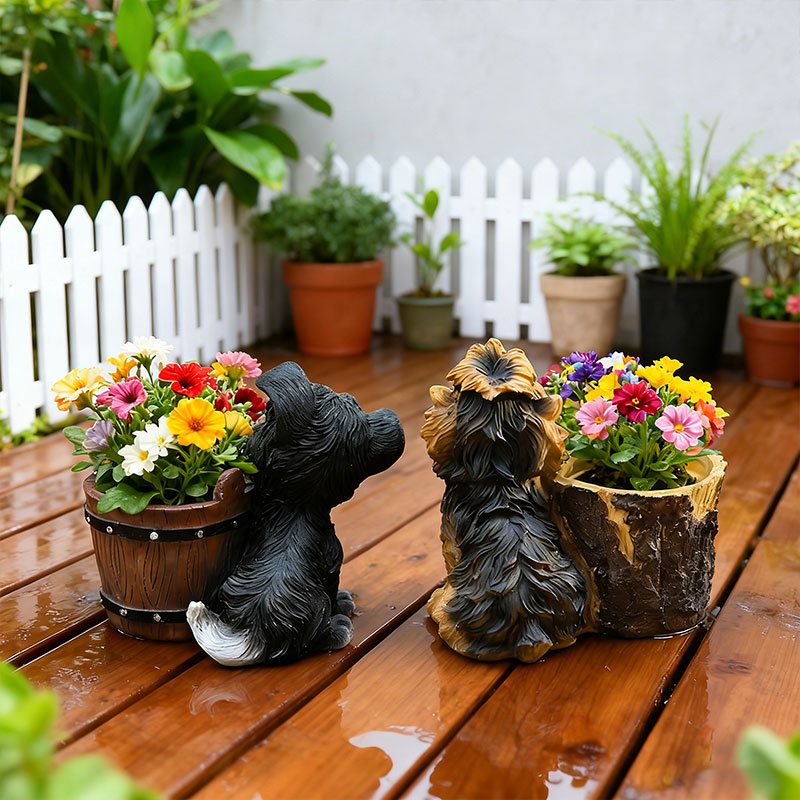 🐶 Adorable Dog Planter Figurines – Whimsical Garden Decor 🌱✨