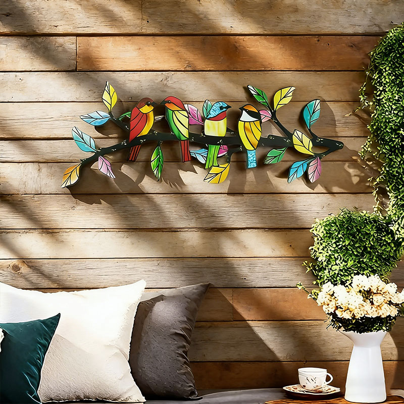🐦 Colorful Metal Bird Wall Art – Vibrant Garden & Home Decor ✨