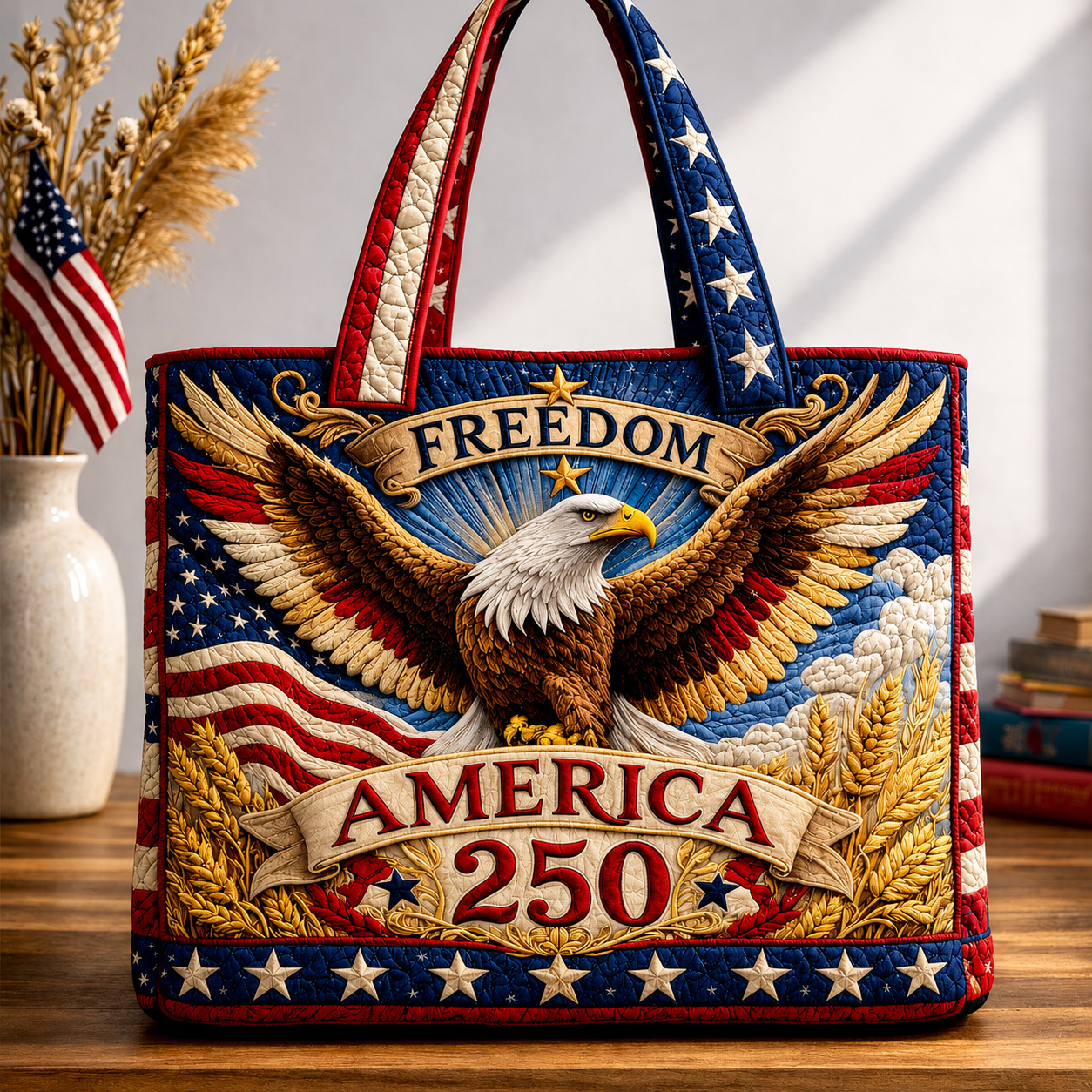USA 250th Anniversary Quilted Tote Bag