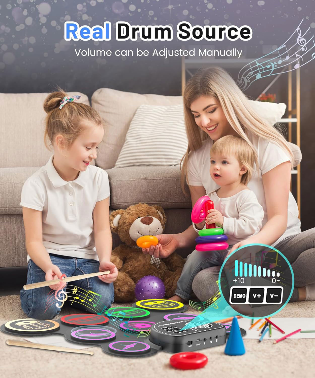 Electronic Drum Set，Great Christmas Holiday Gift for Kids