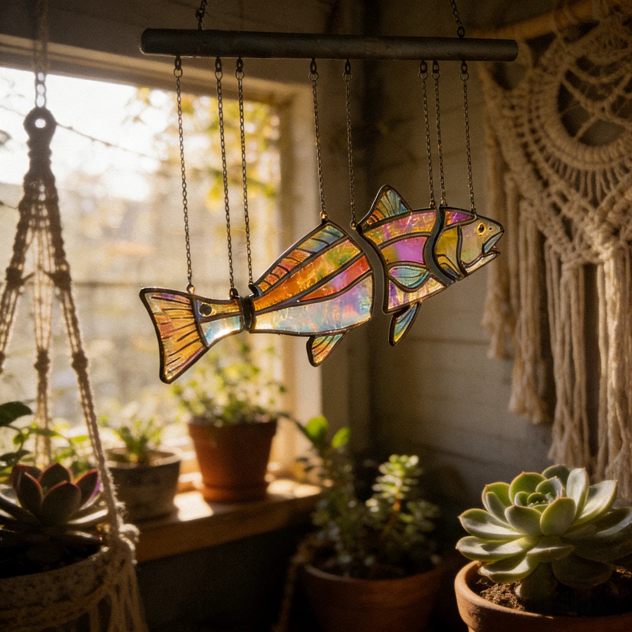 Handcrafted Stained Glass Red Drum-The Illusion of Swimming