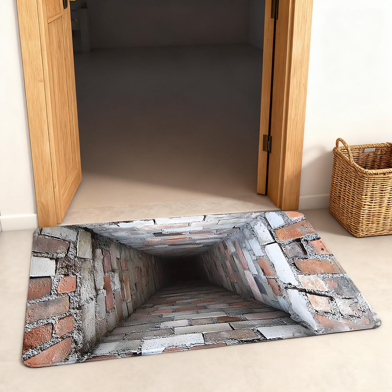 3D Optical Illusion Doormat, Super Absorbent & Non-Slip Front Door Mat for Outside Entrance, Mud Bath Design Rug for Bathroom, Kitchen, and Home Decor