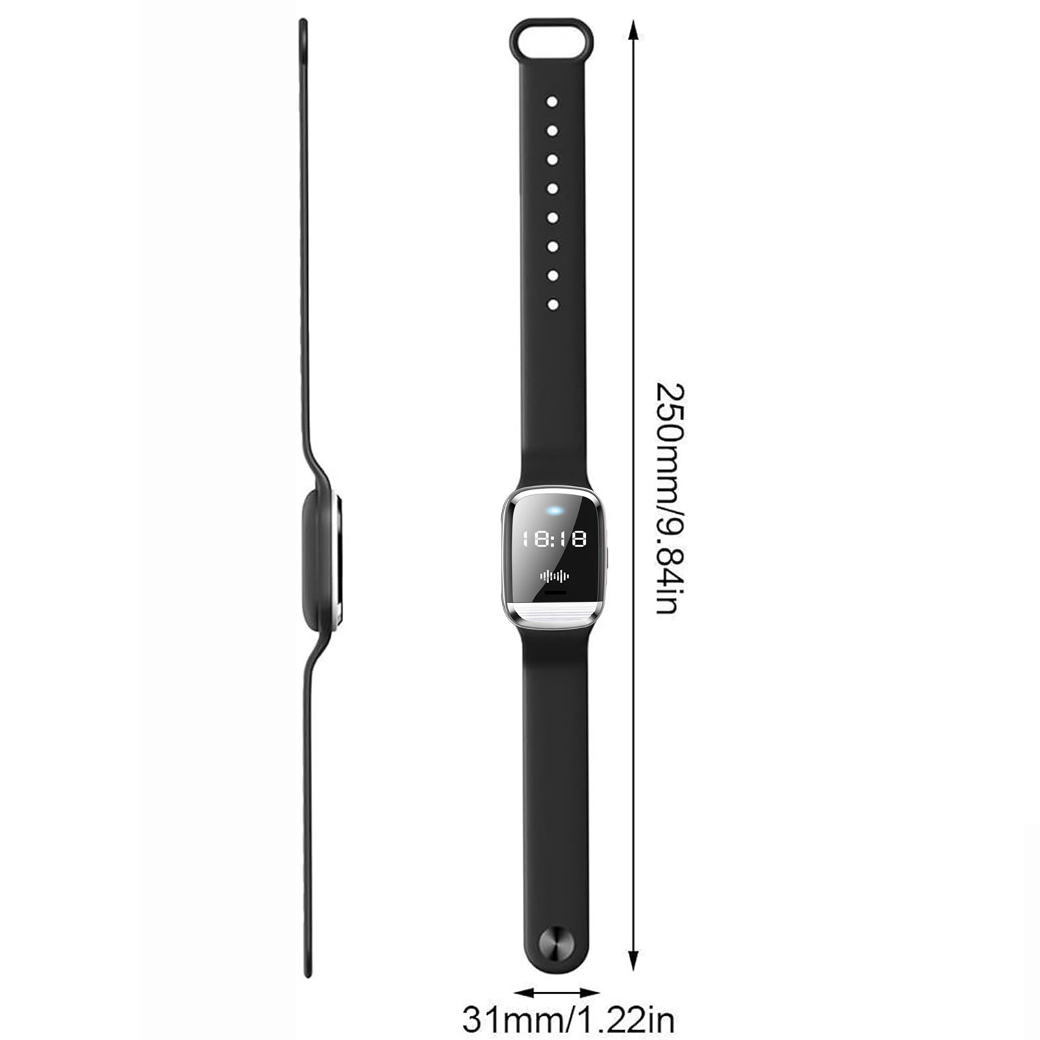 Ultrasonic Mosquito Repellent Bracelet Watch With Time And Temperature Display