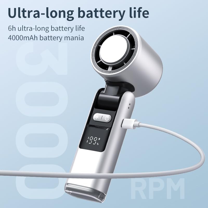 Portable Handheld Turbo Fan with Ice Cooling Plate & LED Light