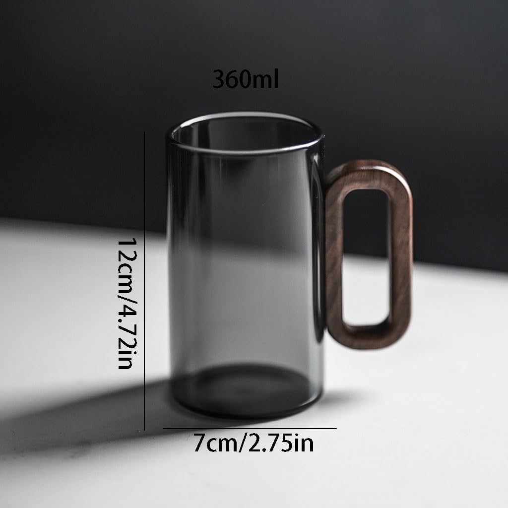 🎁Simple Glass Mug With Black Walnut Handle