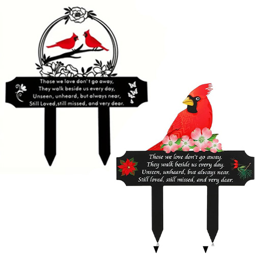 🐦Metal Cardinal Cemetery Memorial Stake