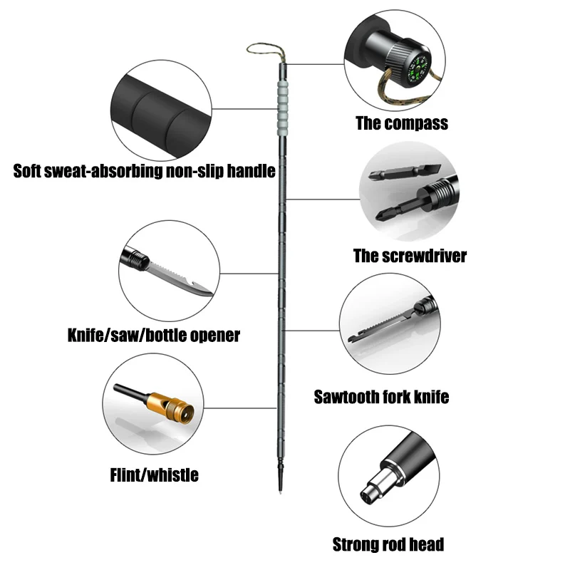 Multi-Purpose Outdoor Survival Walking Stick