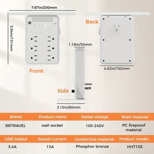 Wall Outlet Extender with Shelf Night