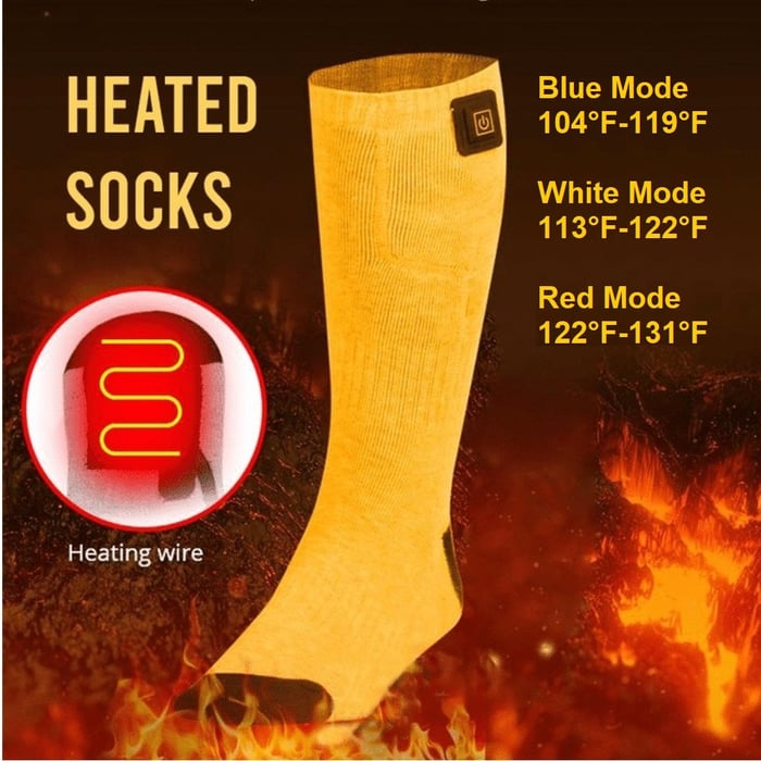 Heated Socks with Adjustable Temperature - Upgraded Batteries - Unisex