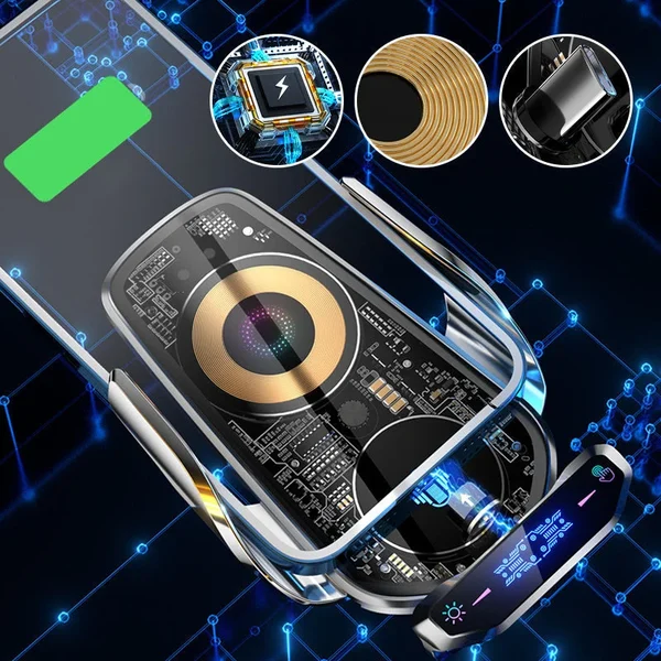 🔥Wireless Charging Car Mute Mobile Phone Navigation Transparent Industrial Style Bracket
