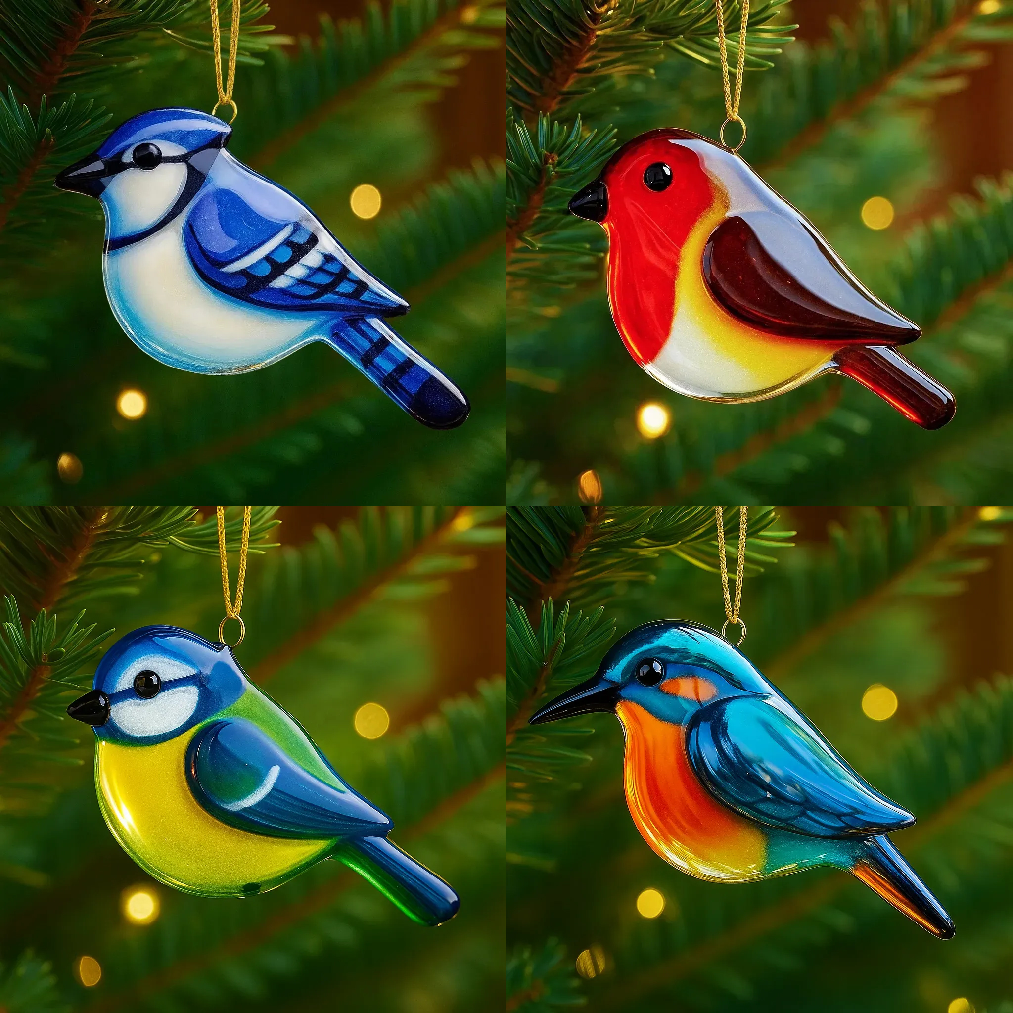 Fused Glass Birds Ornament