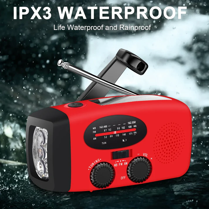 High Brightness Portable Hand Crank Solar Powered Flashlights