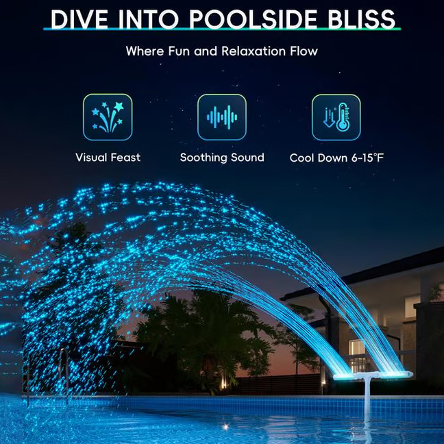 Solar Pool Fountain with Lights Dual Arc