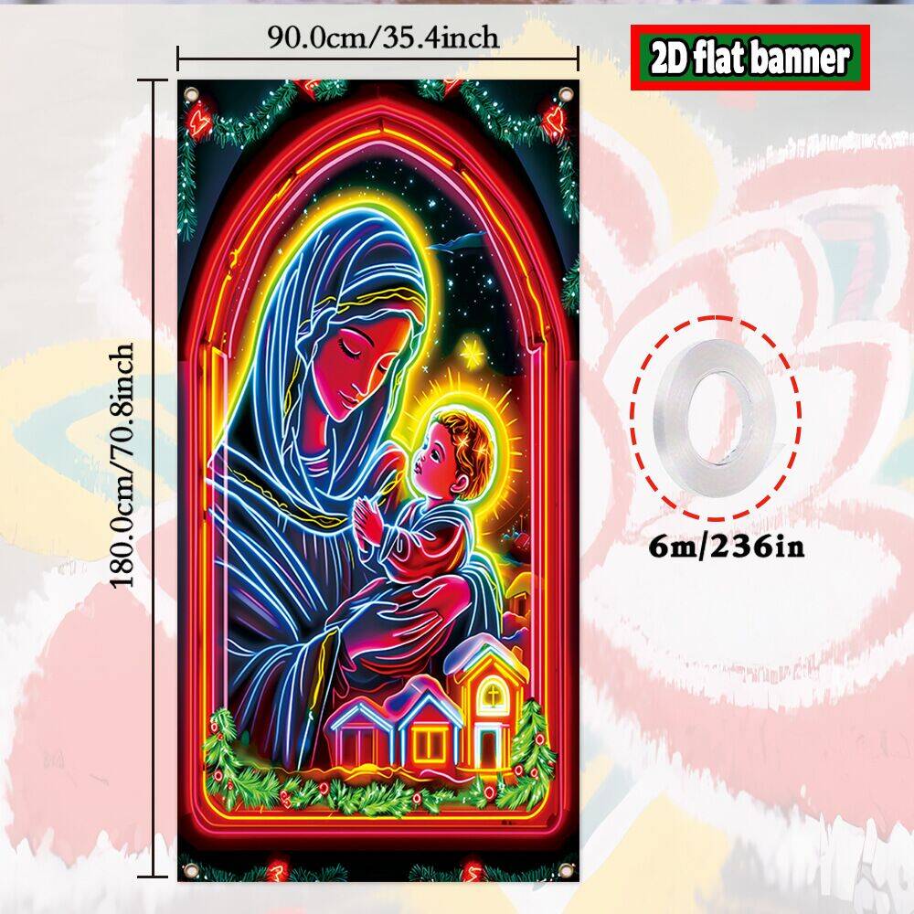 UV Activated Night Glow Fluorescent Christmas Door Cover Party Banner