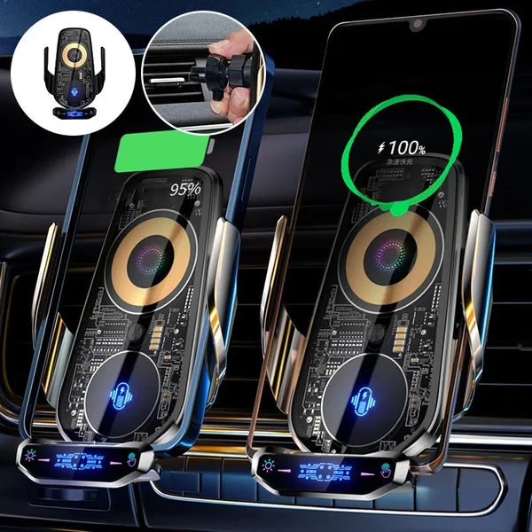 🔥Wireless Charging Car Mute Mobile Phone Navigation Transparent Industrial Style Bracket