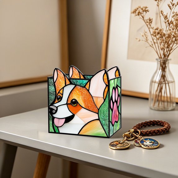 Corgi organizer used as a small vanity and jewelry catchall