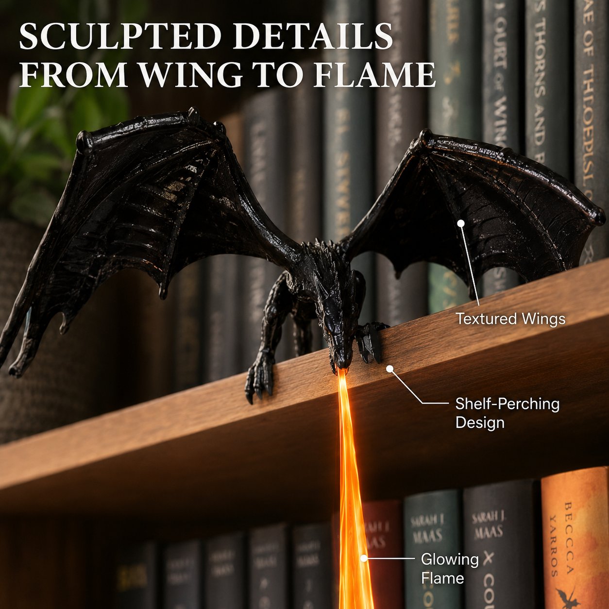 📚 Dragon Shelf Light for Fantasy Book Lovers
