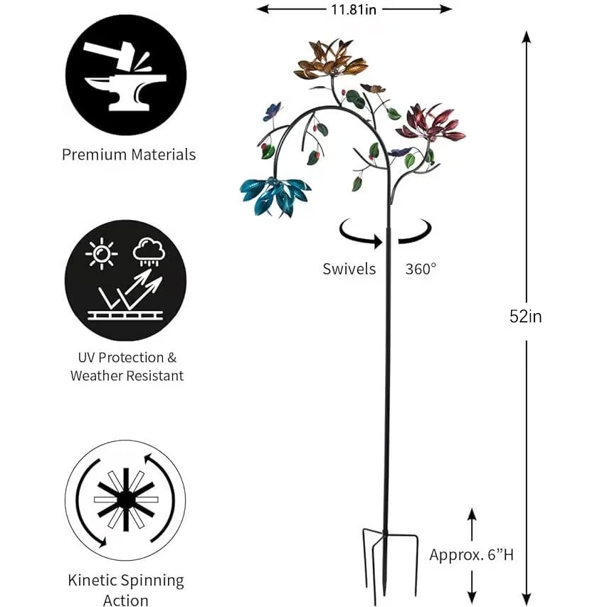 🔥Last Day 70% OFF - Beautiful Multi Colored Flowers Wind Spinner