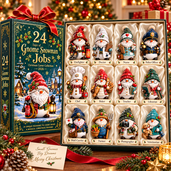 🎄 2026 Gnome & Snowman Jobs Advent Calendar – 24 Career-Themed Collectible Miniatures