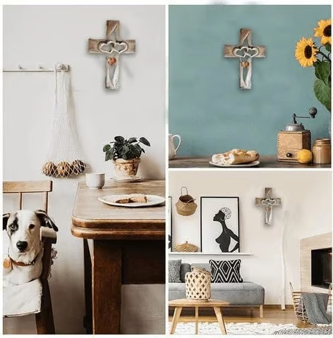 🔥Last Day Special Sale 49% OFF-❤️Intertwined Hearts Wooden Cross