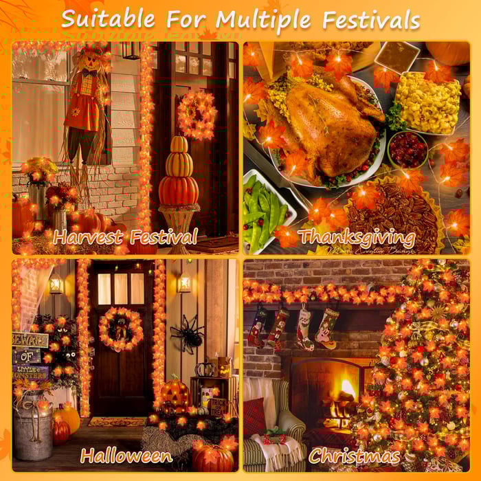 Maple leaf lamp for autumn home decoration