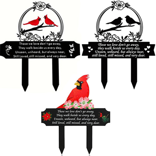 🐦Metal Cardinal Cemetery Memorial Stake