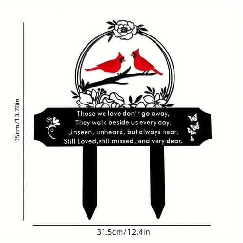 🐦Metal Cardinal Cemetery Memorial Stake