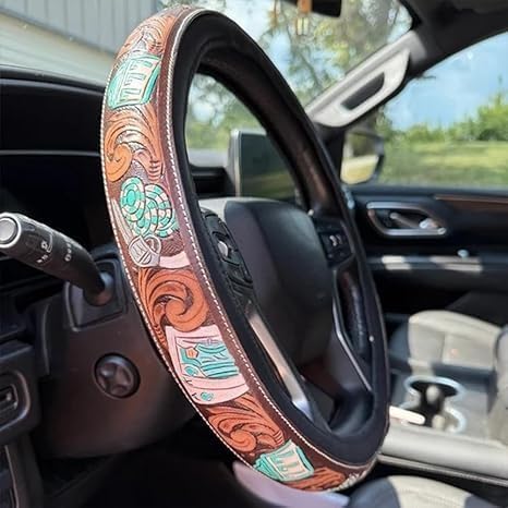 Retro Western Cowboy Car Universal Steering Wheel Cover