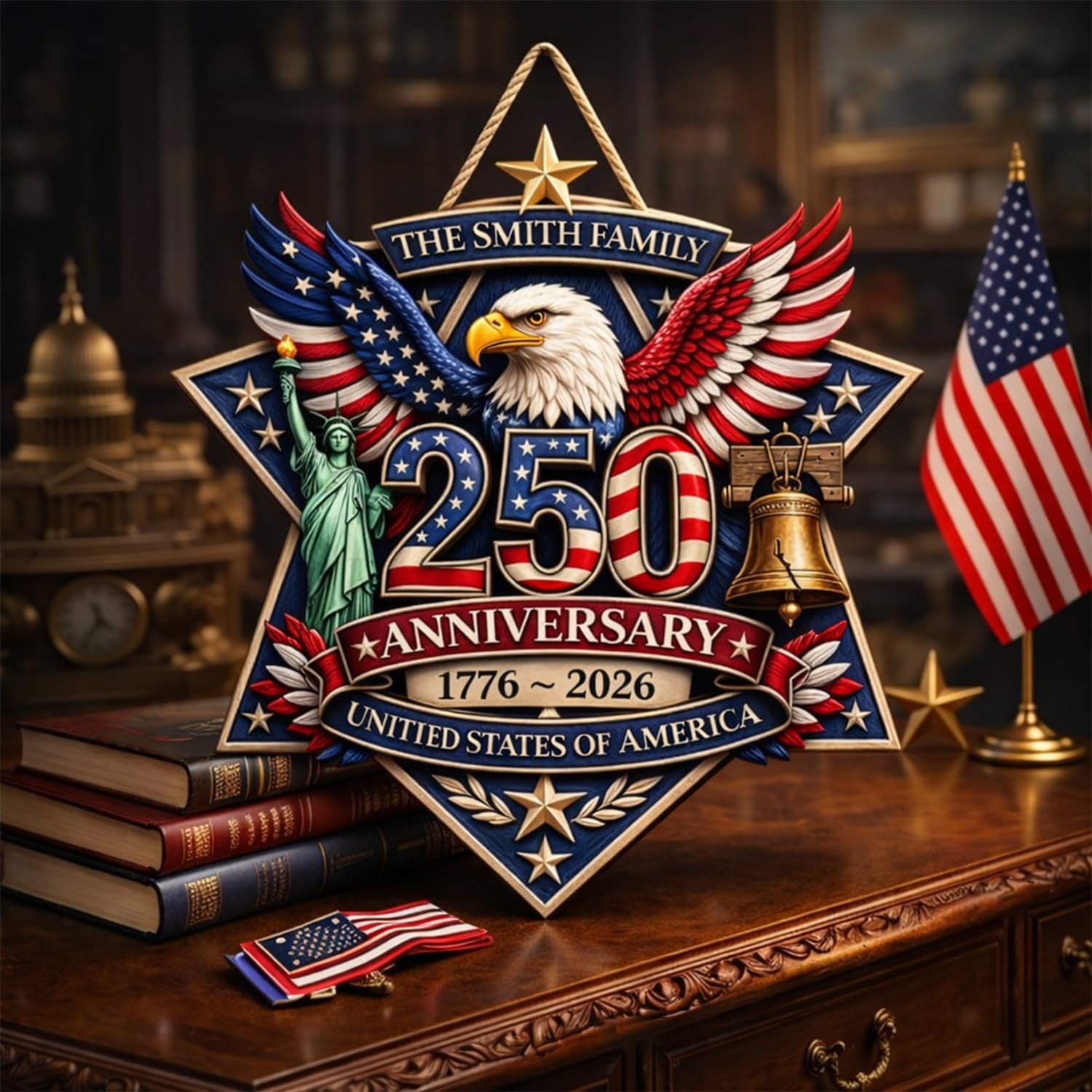 Red White Blue U.S. 250th Anniversary Wreath