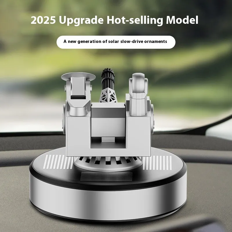 Solar Rotating Radar Rocket Launcher Car Decoration