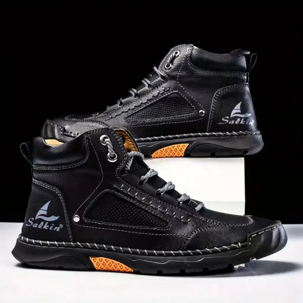 Men's Comfortable Handmade Leather Boots – Waterproof, Arch Support, Pressure Relief