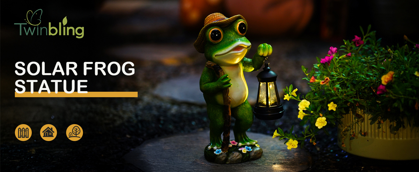 带灯太阳能青蛙雕像