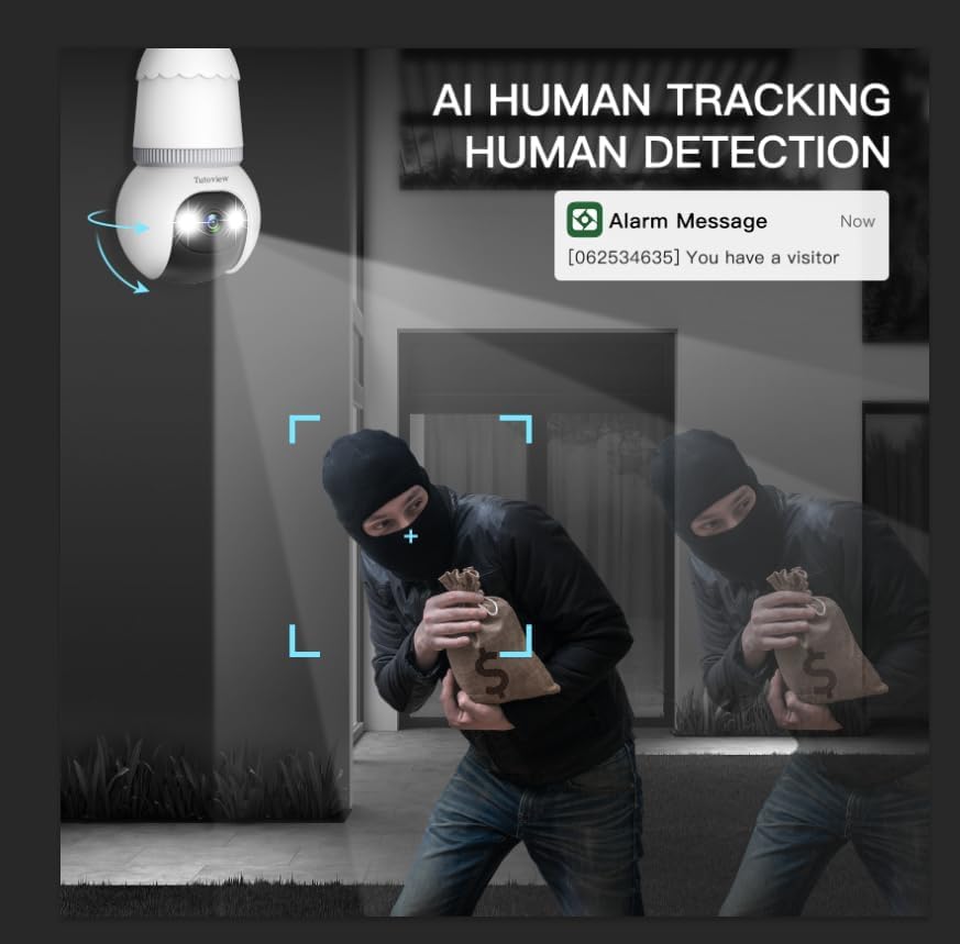 Light Bulb Security Camera Wireless Outdoor Indoor Camera with Night Vision