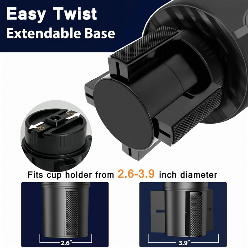 2 in 1 Cup Holder Expander for Car 360° Cup Holder Phone Mount