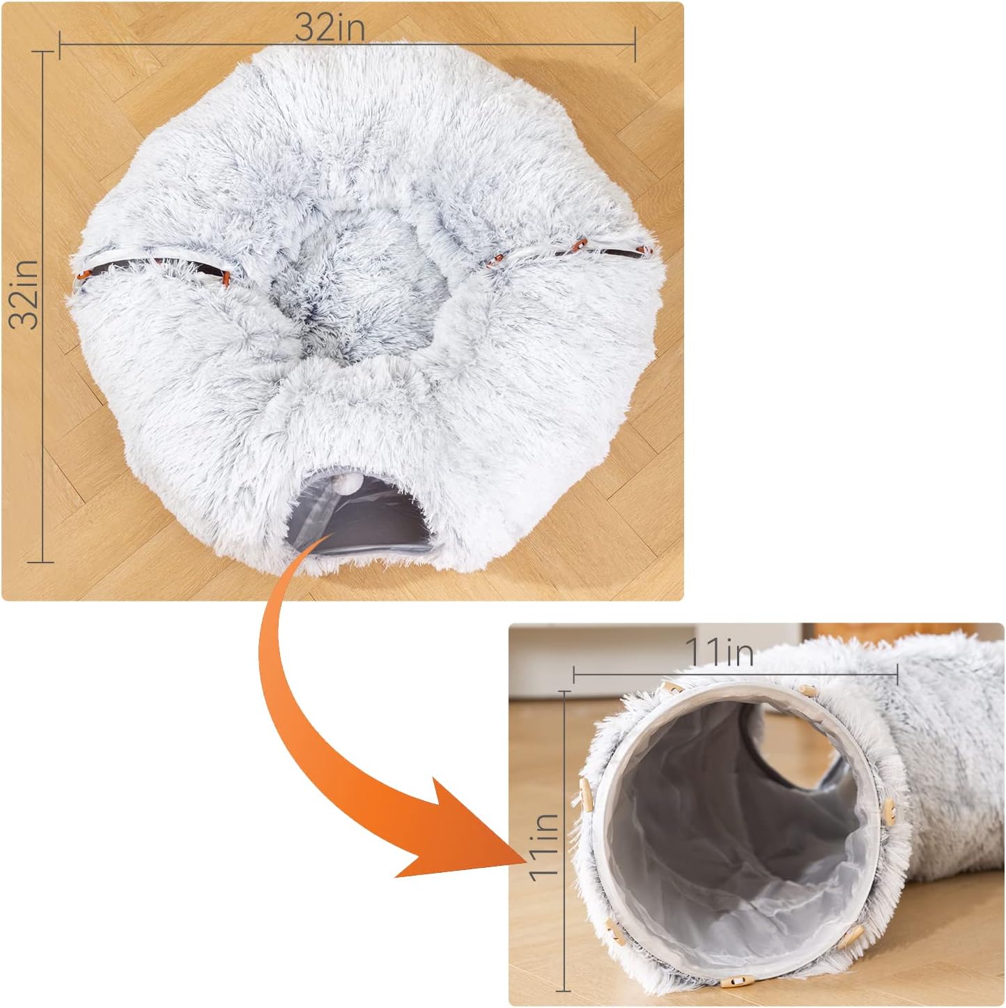 Oversized For Multiple Cats Tunnel with Cat Bed
