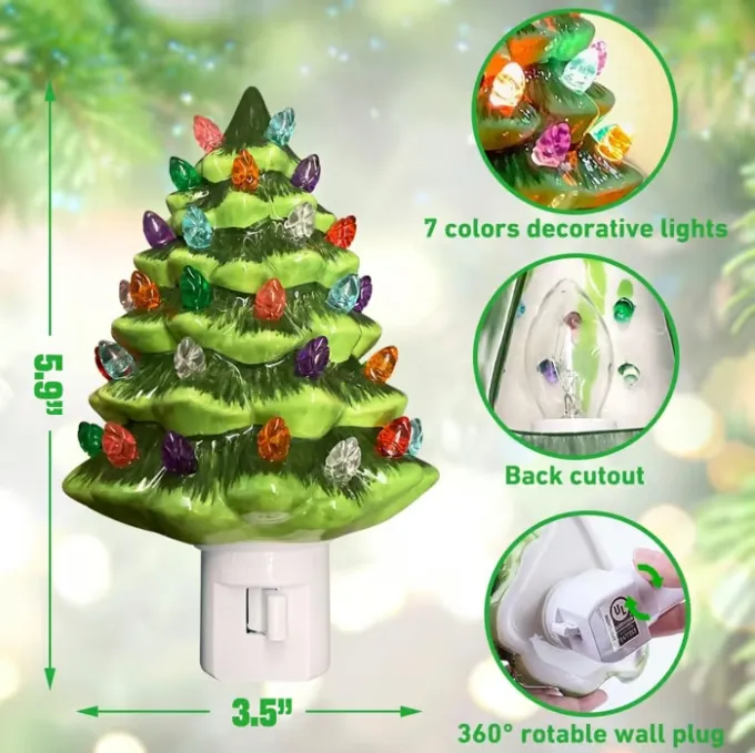 🎄Hand-Painted Christmas Ceramic Tree Night Light