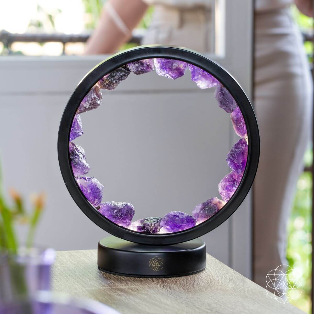 Amethyst Night Lamp 8.6" Natural Healing Crystal Bedside Lamp