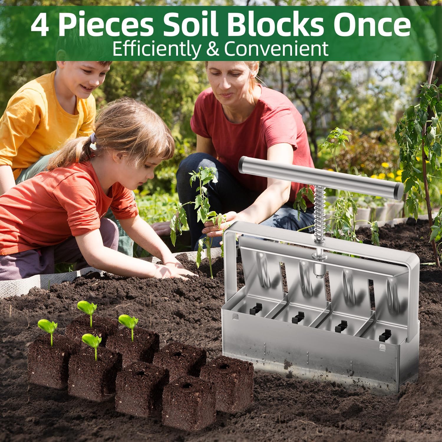 Cell Soil Block Maker with 3 Kinds Seed Pins
