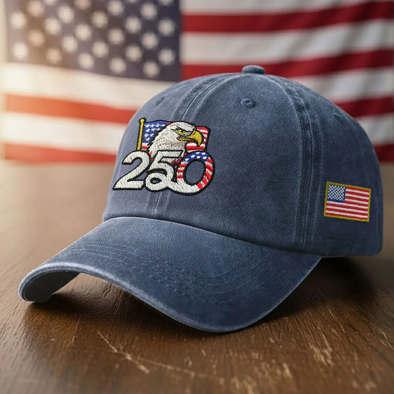 ✨✨250th Anniversary Washed Cap with Embroidered American Flag