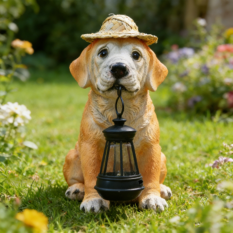 🐶💡Solar-Powered Dog Statue With Led Lantern – Lights Up Automatically At Night💡🐶