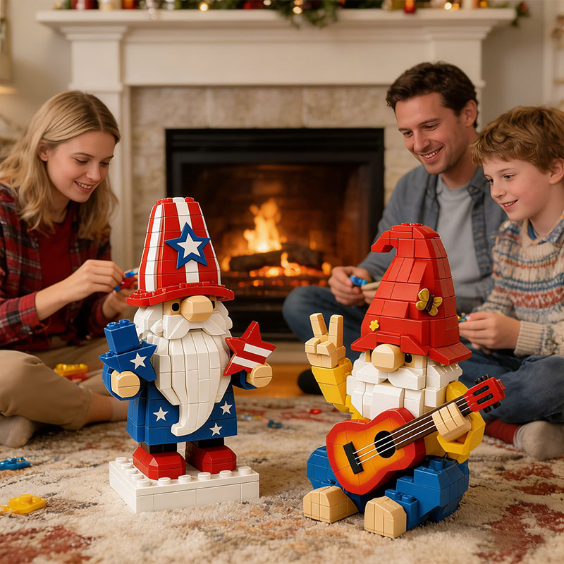 🧱 Patriotic & Hippie Gnome Building Block Sets 🧩✨